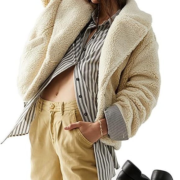 Free People Joplin Cozy Faux Sherpa Jacket in ivory - Picture 5 of 6